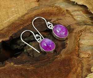 Handmade <b>Pink</b> Rainbow Moonstone Sterling Silver Hook Earrings Natural Gemstone <b>Jewelry</b> Gift For Women - Product Image 2