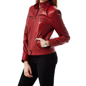 แจ็กเก็ตหนังคอตั้งแขนยาวสำหรับผู้หญิงเสื้อคอตั้งแขนยาวแบบปกติระบายอากาศได้ดี - Product Image 4