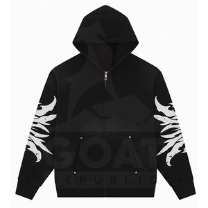 Sudadera con Capucha Desgastada y Lavada, Corte Regular, Estilo Urbano Vintage, Estampado Gráfico Personalizado, Invierno, Tinte Liso, Hip Hop, Y2k - Product Image 5