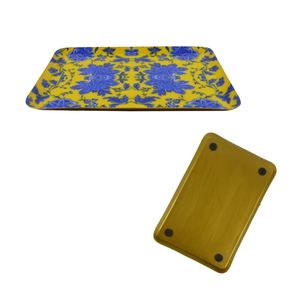 Plateau de service rectangulaire en aluminium émaillé Design floral émaillé Plateaux de service en métal à motifs multiples pour la maison, les hôtels et les restaurants - Product Image 4