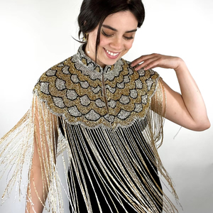 เสื้อคลุมประดับด้วยลูกปัดและประดับด้วยเลื่อมประดับลูกปัดห้อยลงมาที่คอเสื้อผ้าเทศกาลสวยงามสำหรับงานเทศกาล - Product Image 1