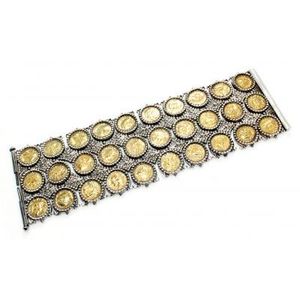 Bracelet antique en argent sterling 925, motif Constantinople, avec pièces de monnaie, bijou de collection culturelle, 174,5g, serti clos, pour femme - Product Image 2