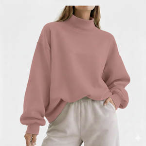 Streetwear Women Oversized Mockneck Sweatshirt Casual Winter Relaxed Pullover <b>Top</b> For Modern Everyday Style - Product Image 1