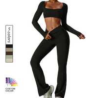 2024 nouveau gros 3 pièces personnalisé Sport Yoga ensemble vêtements de sport de sport vêtements d'entraînement femme Fitness vêtements vêtements actifs ensemble