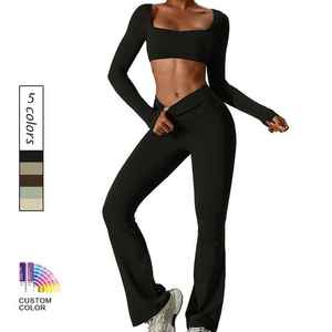 Nuevo Conjunto Deportivo de Yoga Personalizado de 3 Piezas al Por Mayor 2024 Ropa de Gimnasio para Mujer Ropa de Entrenamiento y Fitness - Product Image 4