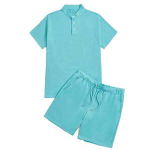Conjunto de Shorts Casuales de Verano para Hombre, Camiseta de Manga Corta de Color Sólido, Conjunto de 2 Piezas - Product Image 1