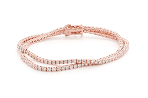 Juego de puntas de dos filas de plata de ley certificada IGI de diamante cultivado en laboratorio de alta calidad, pulsera de tenis única de diseño clásico para mujer - Product Image 2