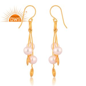 ต่างหูอัญมณีไข่มุกธรรมชาติชุบทอง18K ดีไซน์ตามสั่งเครื่องประดับสำหรับผู้หญิงของขวัญสำหรับผู้หญิง - Product Image 4