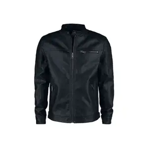 Jaqueta de couro preta masculina, casacos de couro pu para motociclista