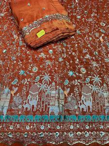 Pure viscose mijoter importé séquence fête porter robe tissu Unique perles lourdes travail manuel tissu entièrement brodé - Product Image 2