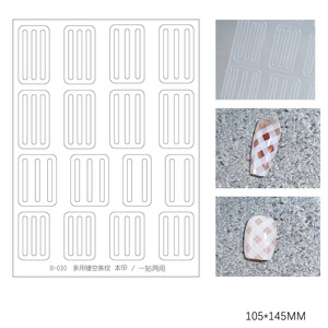 Autocollants <span class=keywords><strong>pour</strong></span> nail art français, transparents, ajourés, motifs dentelle 3D et lignes à carreaux - Product Image 6
