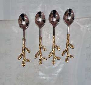 Cuillère en laiton massif écologique de qualité supérieure, plaquée or, polissage miroir, manche court, design classique pour la cuisine et la salle à manger - Product Image 2