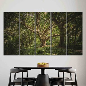 Impression sur toile de paysage d'arbre ancien minimaliste : Art mural élégant, lot de 5 toiles - Product Image 1