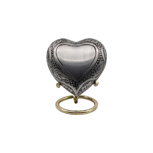 Heart Shaped <b>Pet</b> Urn Stainless Steel Antique Style Durable Cremation <b>Box</b> for <b>Pet</b> <b>Ashes</b> - Product Image 3