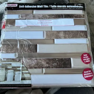 10ชิ้นสีน้ำตาล/สีขาวเปลือกและติดด้วยตนเองห้องครัวห้องน้ำกระเบื้องกันน้ำมันกระเด็น - Product Image 1