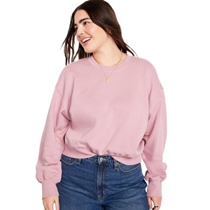 Conception personnalisée col rond coupe ample à manches longues sweat-shirt femmes printemps automne coton polaire femmes haut court pullover - Product Image 1