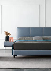 Nordic Modern Simple <strong>Double</strong> <strong>Bed</strong> with Full Leather Side First Layer Factory Outlet <strong>Mango</strong> <strong>Wood</strong> Frame - Product Image 2