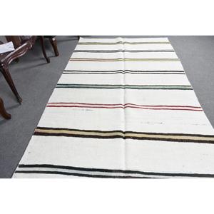 Tapis vintage 4,8 x 7,9 pieds, tapis turc, tapis persan blanc et vert - Product Image 4