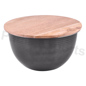 Couvercle en bois Citi bol 3 pièces ensemble sans ensemble de pièces antidérapantes couleur acier inoxydable bol à mélanger profond - Product Image 1