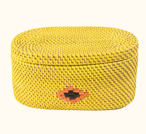 Panier de rangement en rotin jaune simple et écologique Sisu Handicraft avec poignée, multi-usages pour l'utilisation alimentaire - Product Image 3