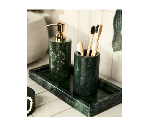 Green Marble Bathroom Soap <b>Holder</b> Luxury Marble Decorative Set <b>Shampoo</b> Lotion Dispenser Antique design - Product Image 1