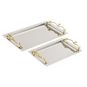 Plateau de service de qualité alimentaire en laiton en acier inoxydable pour un nettoyage facile pour les ustensiles de cuisine à manger pour les fêtes de vacances à domicile - Product Image 6