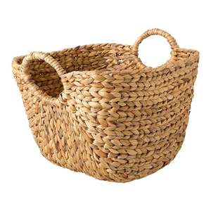 Panier rustique en jacinthe d'eau pour la décoration de la maison de style campagnard, rangement avec des fibres naturelles durables tissées à la main - Product Image 3