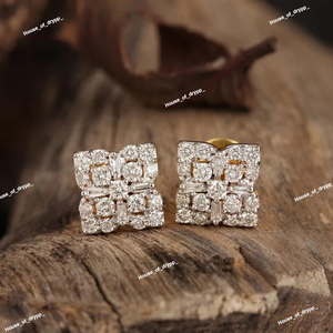 Pendientes de Plata 925 con Moissanita en Racimo, Baño de Rodio, Diseño de Lujo, Brillantes, para Bodas y Uso Diario - Product Image 2