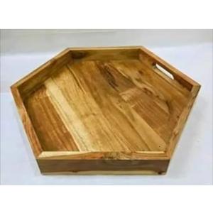 Plateau de service de vaisselle en bois avec poignée rectangulaire plateau en bois d'acacia fait à la main et plateau de petit déjeuner pour la maison et l'hôtel - Product Image 5