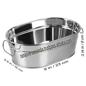 Bañera de hielo de forma ovalada lisa de la mejor calidad de acero inoxidable con asa para fiestas, bodas a bajo precio de proveedor de confianza - Product Image 5