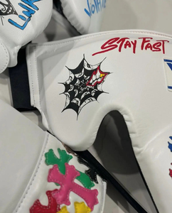 Gants de boxe de haute qualité, fabriqués sur mesure, en cuir véritable, ensemble d'entraînement, design unique, lacés, légers, avec cœur chromé - Product Image 6