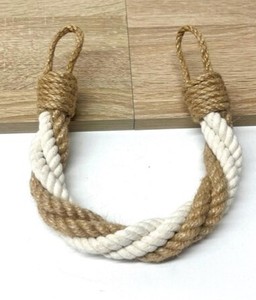 Jute & Cotton Curtain <b>Tiebacks</b>: Minimalist Rope Holdbacks - Product Image 4