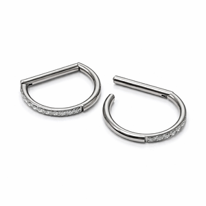 Anello a Segmento con Cerniera a D in Titanio ASTM F136 Placcato Oro con Zirconi Cubici, 16G, per Piercing al Naso, Setto, Cartilagine, Elica - Gioielli all'Ingrosso - Product Image 4