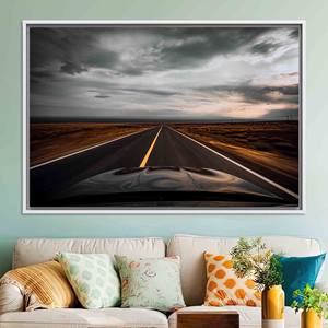 Asphalt Road Landscape <b>Canvas</b> Print: Open Road View Wall Decor,WHITE <b>FRAMED</b> <b>CANVAS</b> - Product Image 1