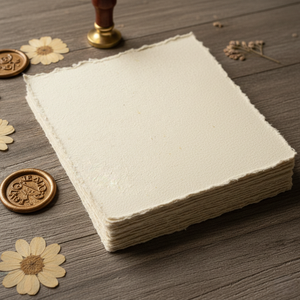 Carte d'invitation en papier coton fait main à bords festonnés 250 g/m² pour mariage, anniversaire – Magnifique, unique, vente en gros OEM - Product Image 4