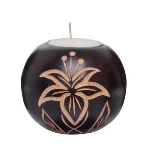 Photophore en bois sculpture artisanale en bois sculpté bougeoir photophore artisanat salon décor bougie - Product Image 1