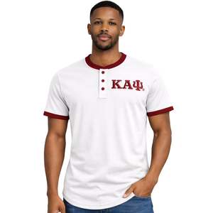 Kappa Alpha Psi Premium Ivory <b>Henley</b> Shirt <b>Short</b> <b>Sleeve</b> Greek Letter Top with Button Placket for Casual Collegiate Greekwear - Product Image 1