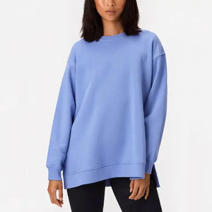 Sweatshirts à col rond surdimensionnés pour femmes personnalisés en polaire polyester/coton Hauts décontractés confortables Tenues de mode automne hiver - Product Image 2