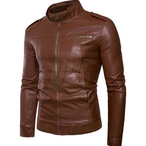 Veste en cuir de luxe pour homme avec col montant et logo personnalisé, meilleure vente de veste d'hiver pour homme - Product Image 2