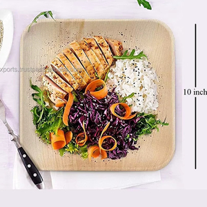 Assiettes à collation biodégradables en feuilles de palmier de 7 pouces pour les fêtes, assiettes carrées pour les restaurants, collations et amuse-gueules, service de restauration - Product Image 1