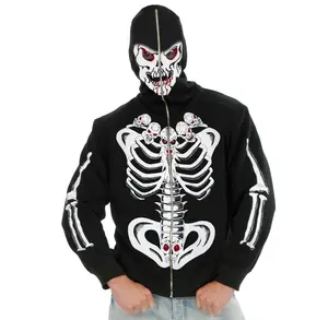 breathable printed full zip up face cover hoodie Cotton Polyester Custom Logo Supplier men's full zip up face cover hoodies