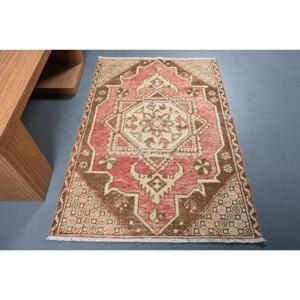 Turkish Rug, Accent 3.5x5.1 ft Vintage Rug, <b>Red</b> Ombr <b>Wool</b> Rug - Product Image 1