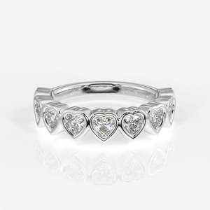 แหวนแต่งงานทอง 14K ประดับเพชรโมอิสซาไนต์ทรงหัวใจ ดีไซน์หรูหรา - Product Image 5