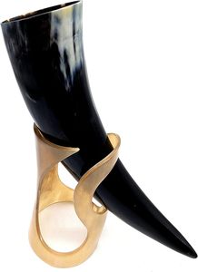 Corne à boire originale d'inspiration viking antique avec support, dernière conception personnalisée, fabricant indien d'usine pour la fête de Noël - Product Image 2