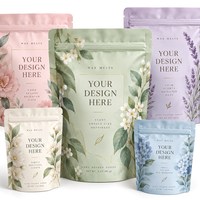 Sachets d'emballage pour cire fondante à impression numérique personnalisée, multi-SKU, mats, refermables, à fond plat, vides (uniquement l'emballage) OEM ODM