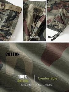 ผ้าใส่สบายสำหรับเครื่องแต่งกายแนวสตรีทและสวมใส่กลางแจ้งกางเกงขาสั้นคาร์โก้สำหรับผู้ชาย - Product Image 4