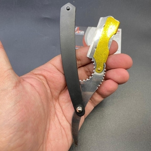 Maquinilla de afeitar recta de peluquero profesional de alta calidad de acero inoxidable con hoja única reemplazable y logotipo personalizado - Product Image 3