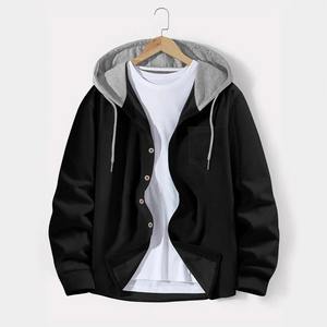 2025 New Fashion Men's Casual <b>Cardigan</b> <b>Coat</b> Waffle Lattice Color Breasted Hooded Loose Outdoor Sports Top - Product Image 4