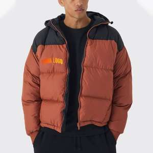 Blouson matelassé orange rouille pour homme avec capuche contrastante noire – Manteau d'hiver chaud et décontracté pour l'extérieur – Veste rembourrée élégante - Product Image 1
