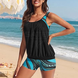 Conjunto de 2 Piezas de Top y Shorts de Baño para Mujer con Logotipo Frontal, Tela Ligera y Transpirable, Secado Rápido, Ajuste Cómodo para Uso en Piscina o Resort - Product Image 2